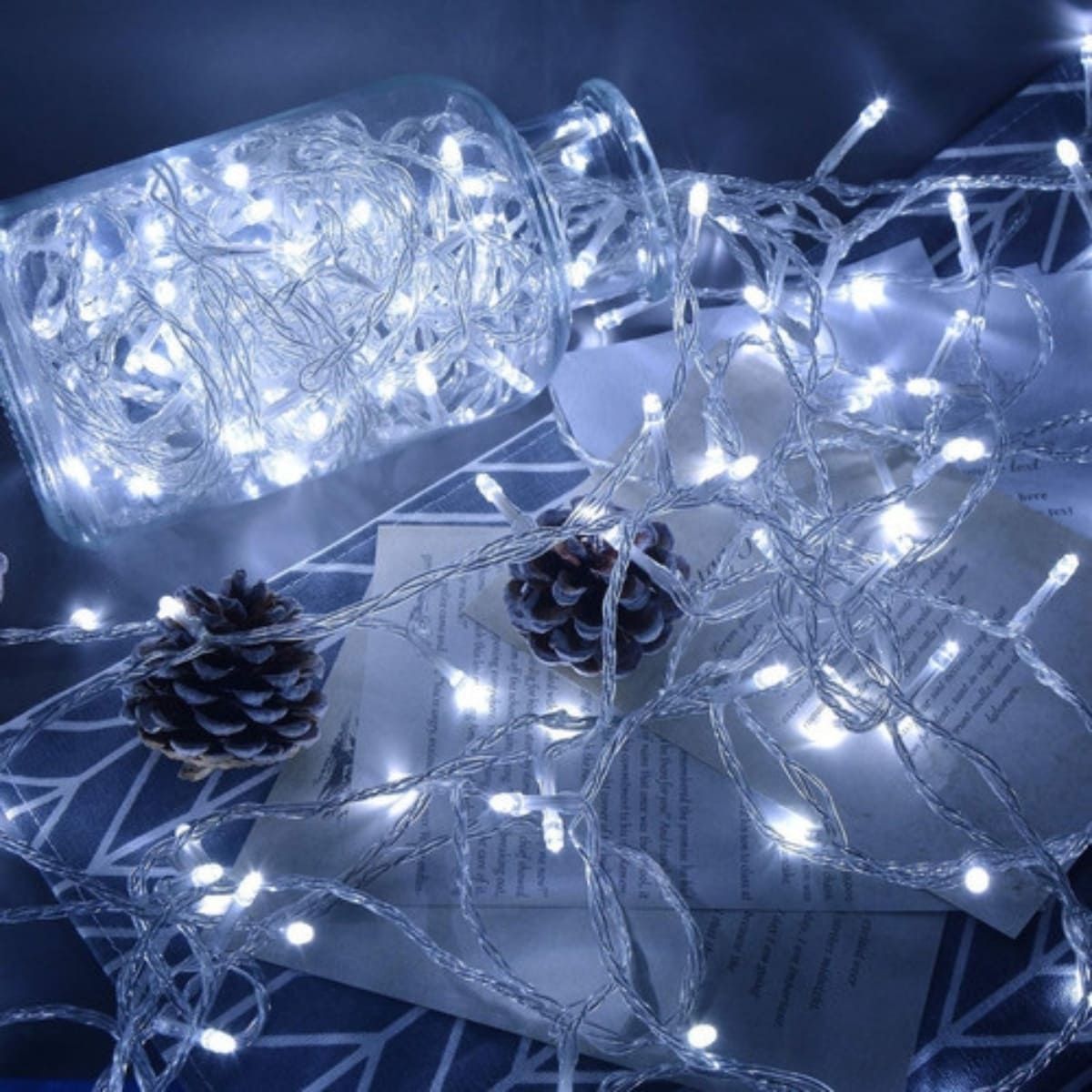 Cordão Pisca de Natal 500 Leds 50 metros Fio Transparente 8 Funções Decoração Para Árvores, Casa e Festas LuvinCo