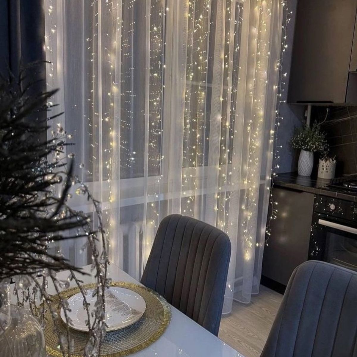 Cordão Pisca de Natal 500 Leds 50 metros Fio Transparente 8 Funções Decoração Para Árvores, Casa e Festas LuvinCo