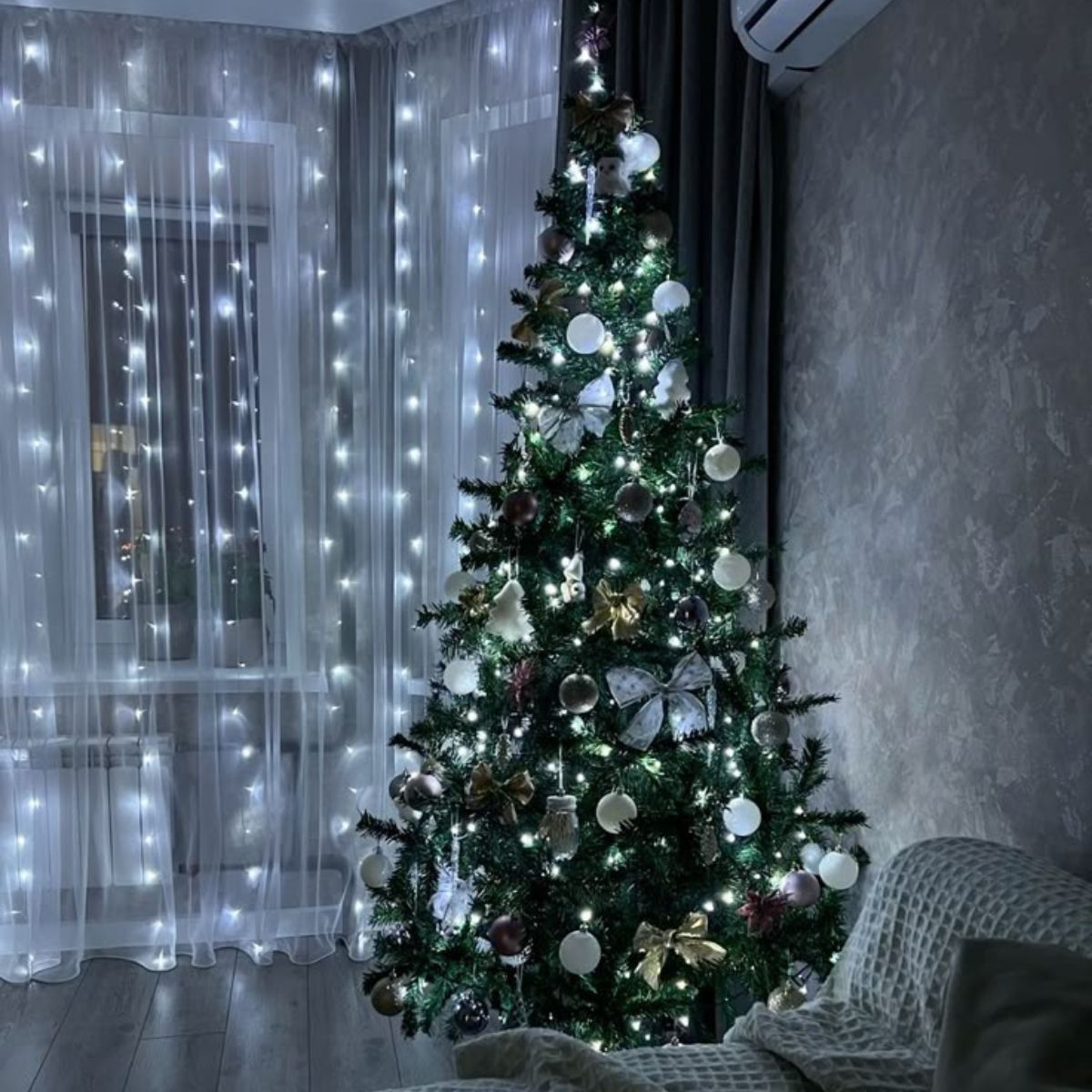 Cordão Pisca de Natal 500 Leds 50 metros Fio Transparente 8 Funções Decoração Para Árvores, Casa e Festas LuvinCo