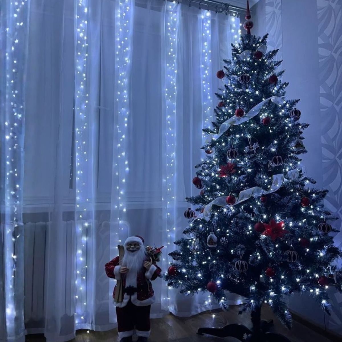 Cordão Pisca de Natal 500 Leds 50 metros Fio Transparente 8 Funções Decoração Para Árvores, Casa e Festas LuvinCo