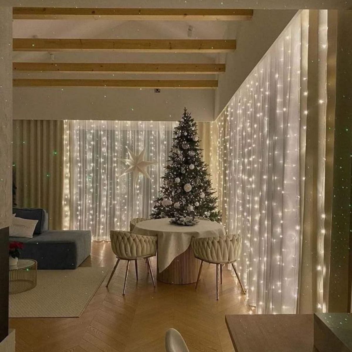 Cordão Pisca de Natal 500 Leds 50 metros Fio Transparente 8 Funções Decoração Para Árvores, Casa e Festas LuvinCo