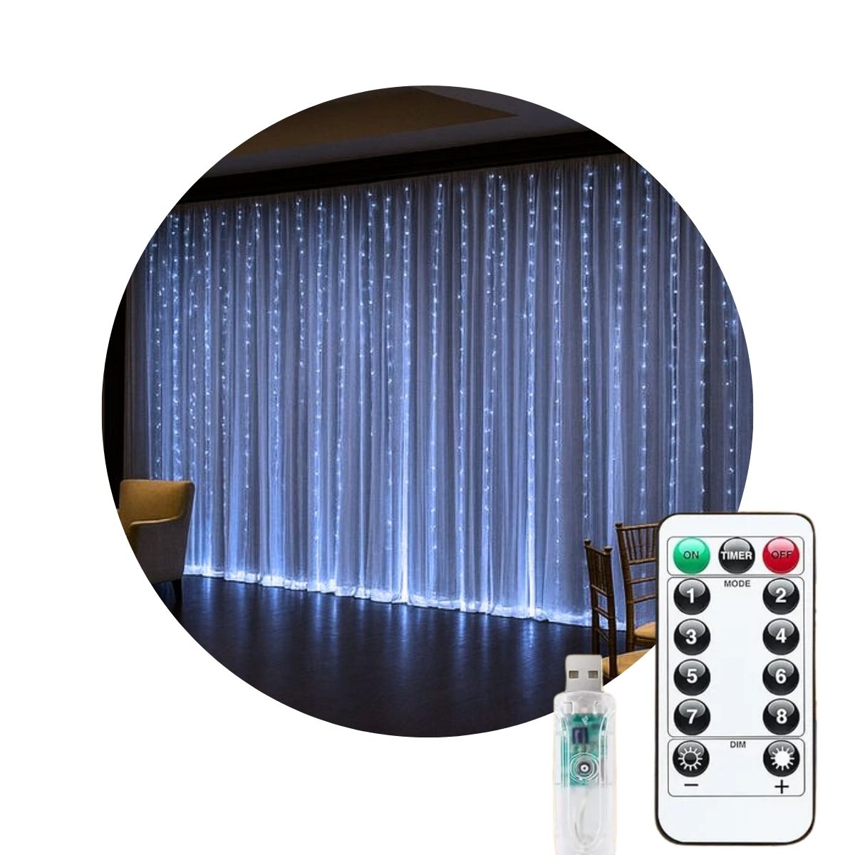 Cortina 300 Leds 3x3m Pisca Pisca USB IP44 8 Modos De Iluminação Luzes De Fada Decoração Natal Festa LuvinCo