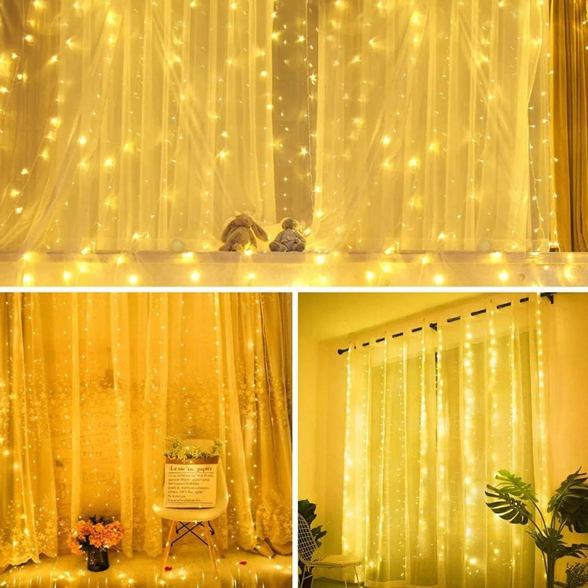 Cortina 300 Leds 3x3m Pisca Pisca USB IP44 8 Modos De Iluminação Luzes De Fada Decoração Natal Festa LuvinCo