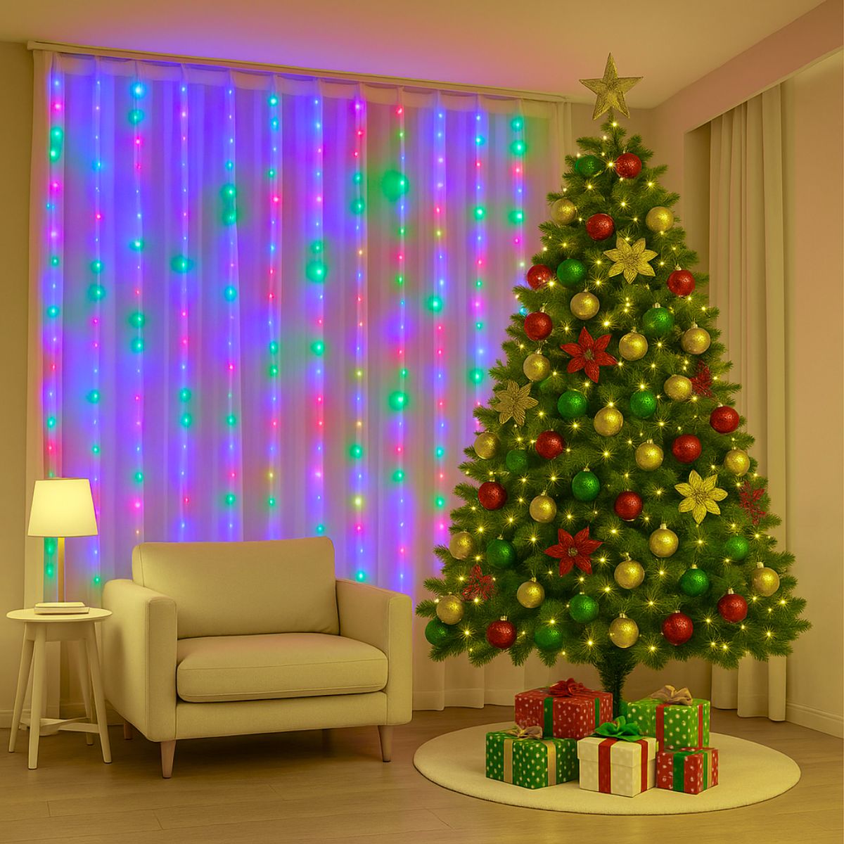Cortina 300 Leds 3x3m Pisca Pisca USB IP44 8 Modos De Iluminação Luzes De Fada Decoração Natal Festa LuvinCo