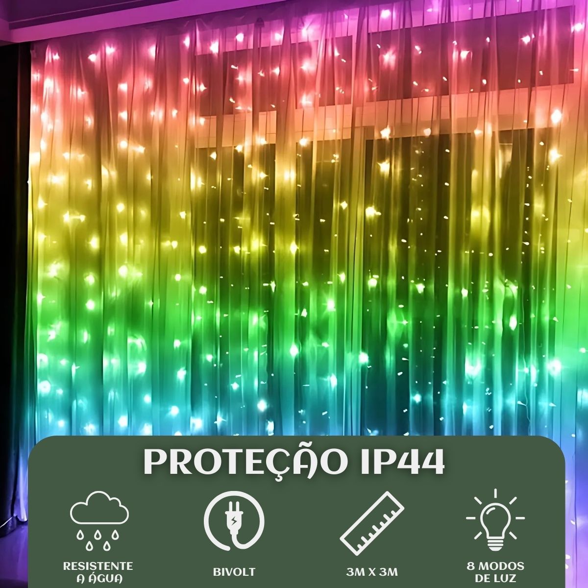 Cortina 300 Leds 3x3m Pisca Pisca USB IP44 8 Modos De Iluminação Luzes De Fada Decoração Natal Festa LuvinCo