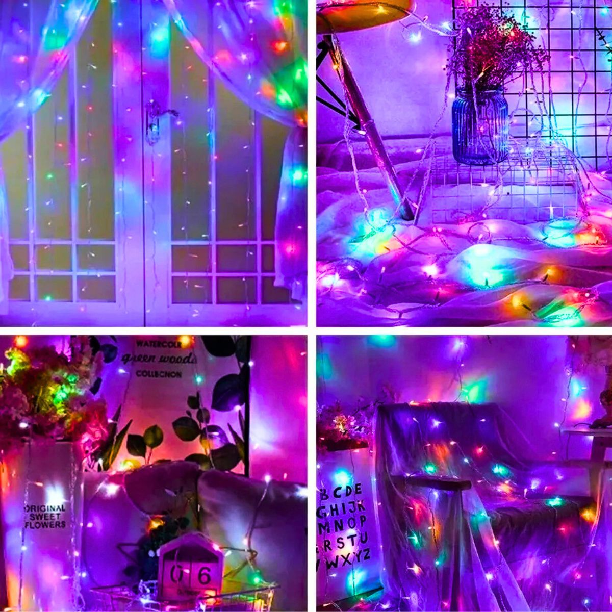 Cortina 300 Leds 3x3m Pisca Pisca USB IP44 8 Modos De Iluminação Luzes De Fada Decoração Natal Festa LuvinCo