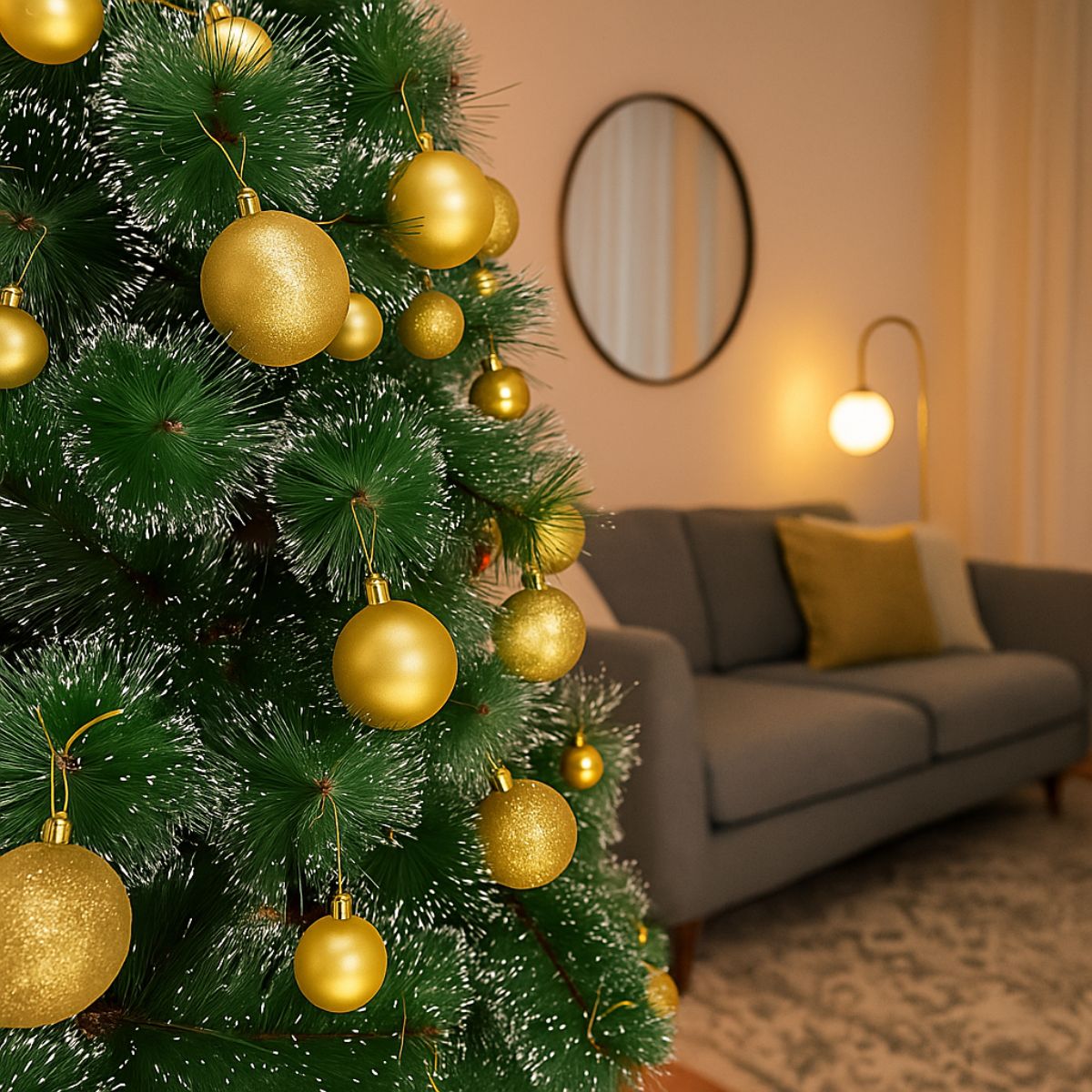 Kit 100 Bolas de Natal Mista Lisas Glitter Decoração Enfeite Árvore de Natal com Ponteira LuvinCo