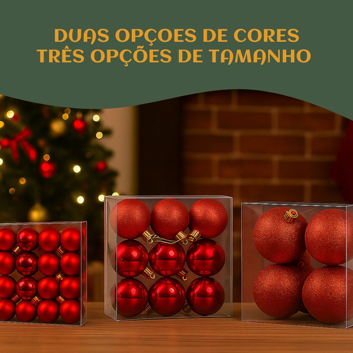 Kit 100 Bolas de Natal Mista Lisas Glitter Decoração Enfeite Árvore de Natal com Ponteira LuvinCo