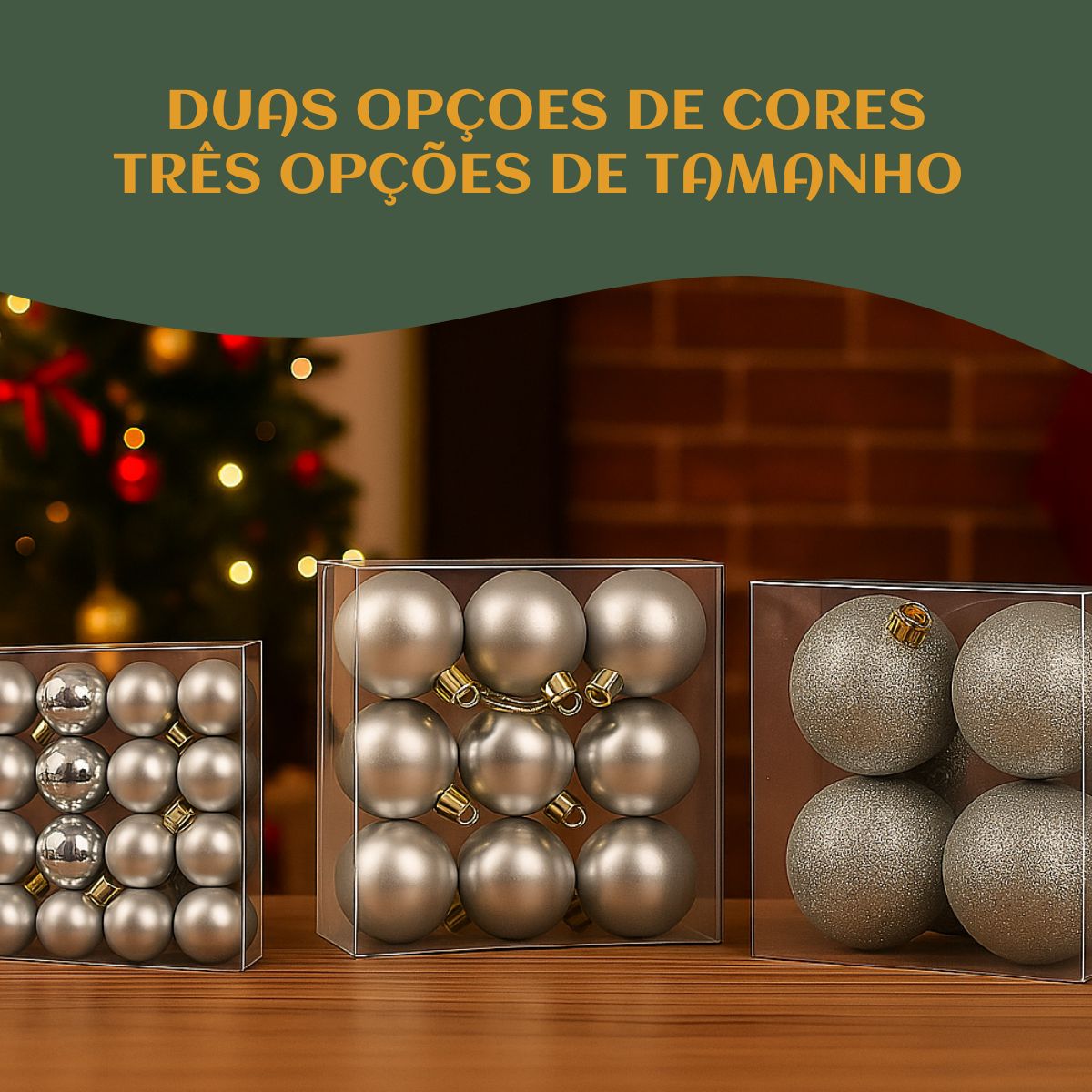 Kit 100 Bolas de Natal Mista Lisas Glitter Decoração Enfeite Árvore de Natal com Ponteira LuvinCo