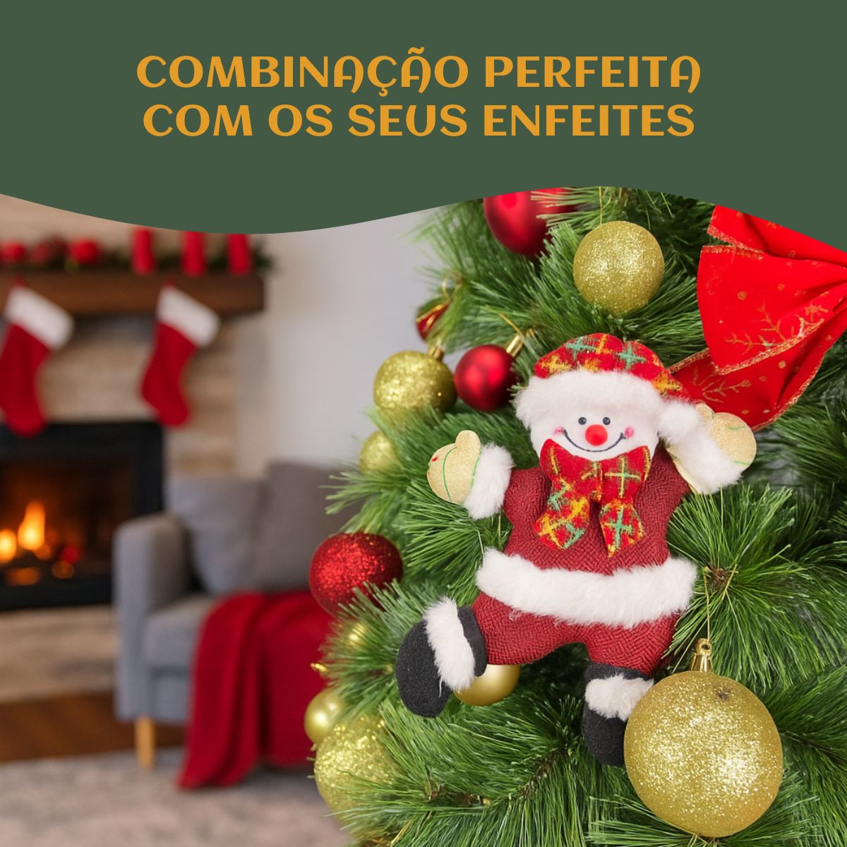 Kit 10/12 Pendentes Pelúcia Enfeite Árvore De Natal Papai Noel Grande 16cm Decoração LuvinCo