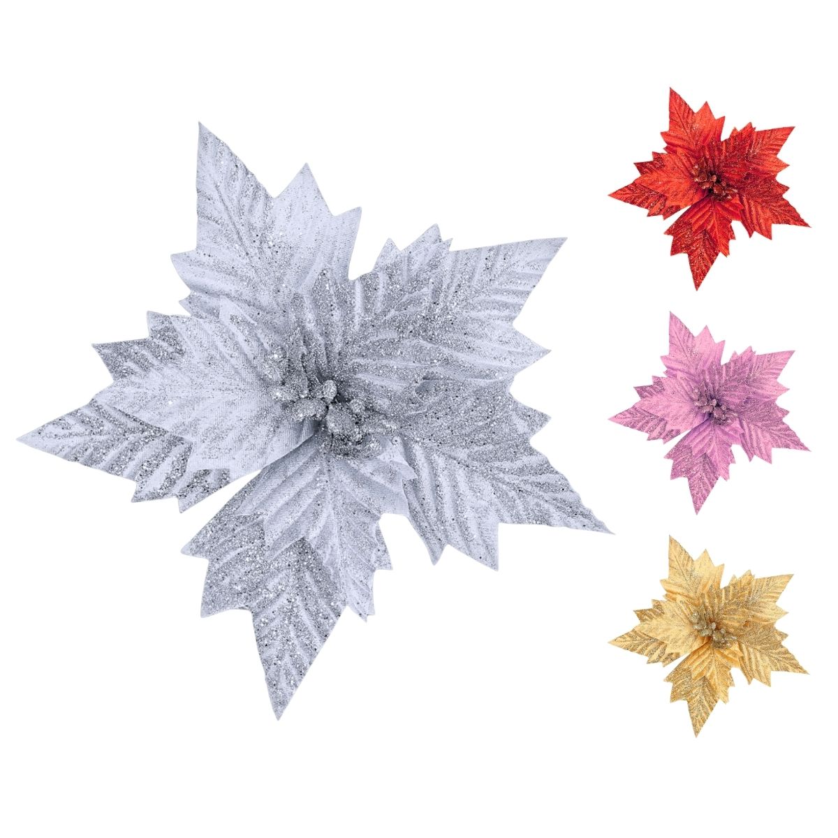 Kit 12 Flores Artificial Decoração Enfeite Árvore Natal Luxo LuvinCo