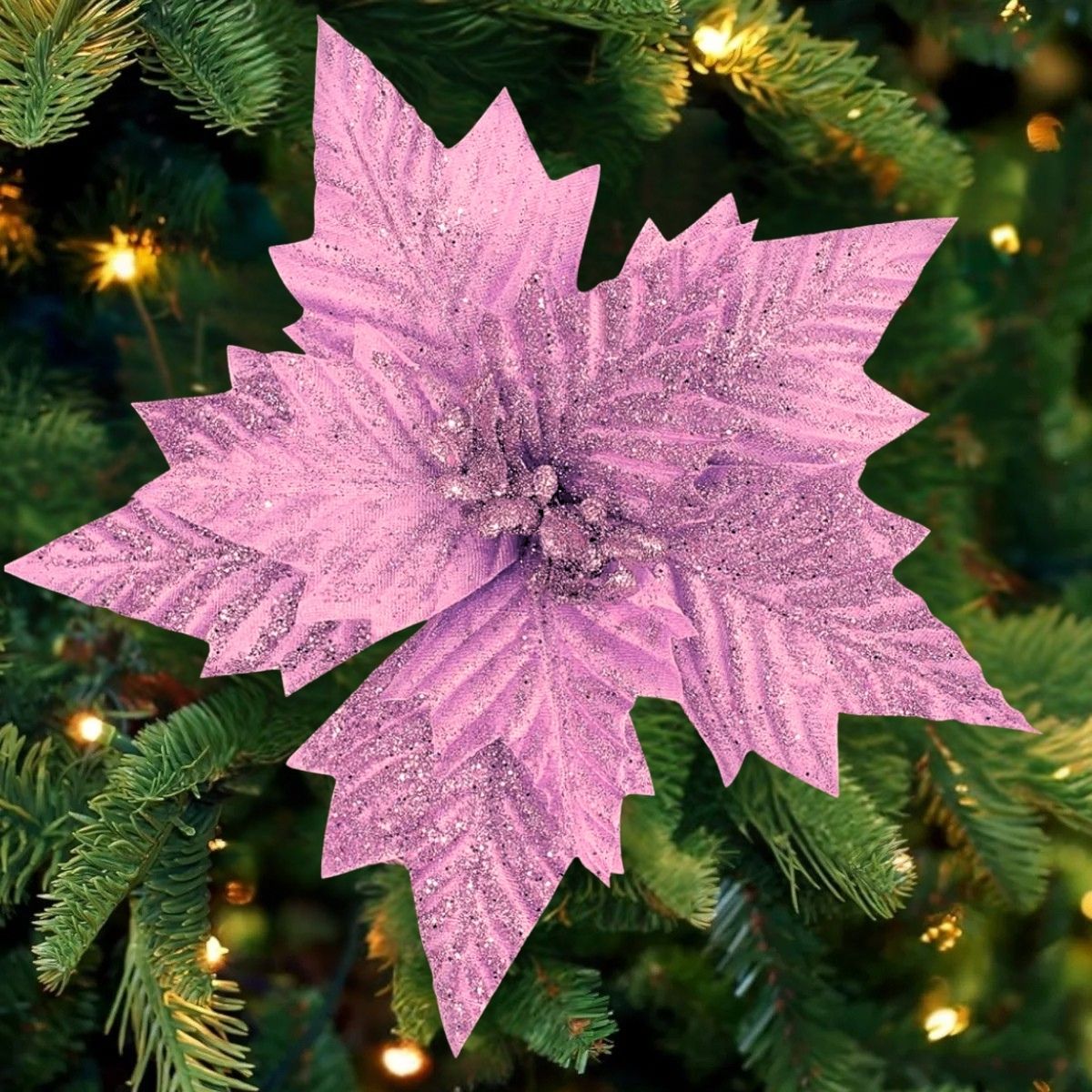 Kit 12 Flores Artificial Decoração Enfeite Árvore Natal Luxo LuvinCo