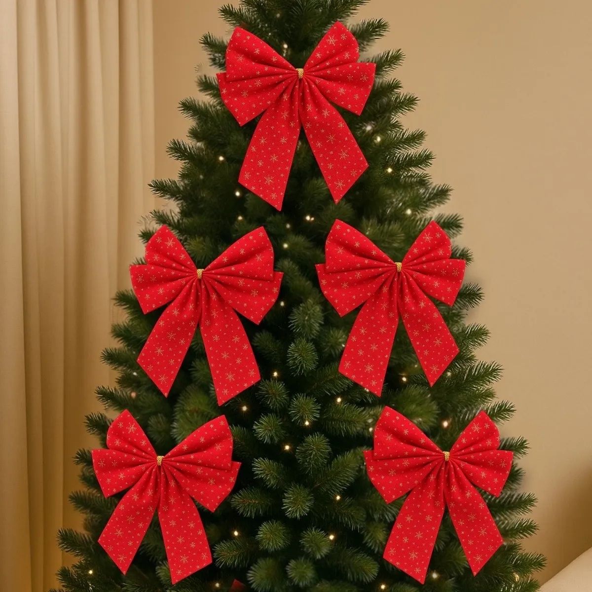 Kit 3 Laços Árvore De Natal Glitter Grandes Enfeite Decoração Luxo Prata/Vermelho/Dourado LuvinCo