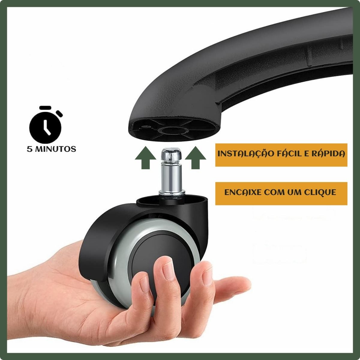 Kit 5 Rodinhas Cadeira Escritório Luvinco Antirisco Rodízio Resistente Silicone Pu