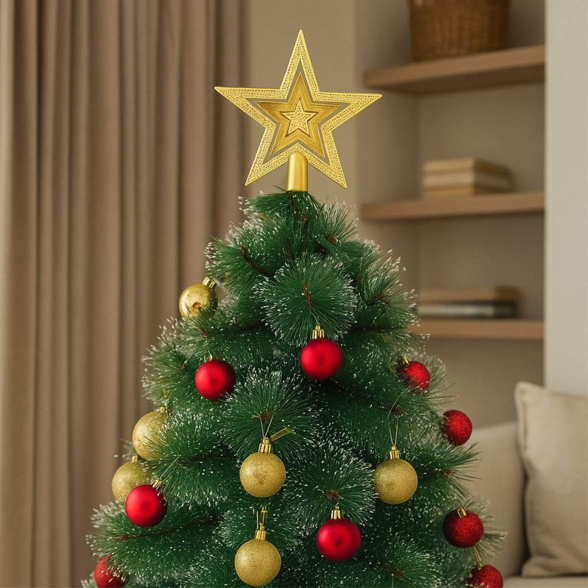 Kit 60 Bolas de Natal Mista Lisas Glitter Decoração Enfeite Árvore de Natal com Ponteira LuvinCo