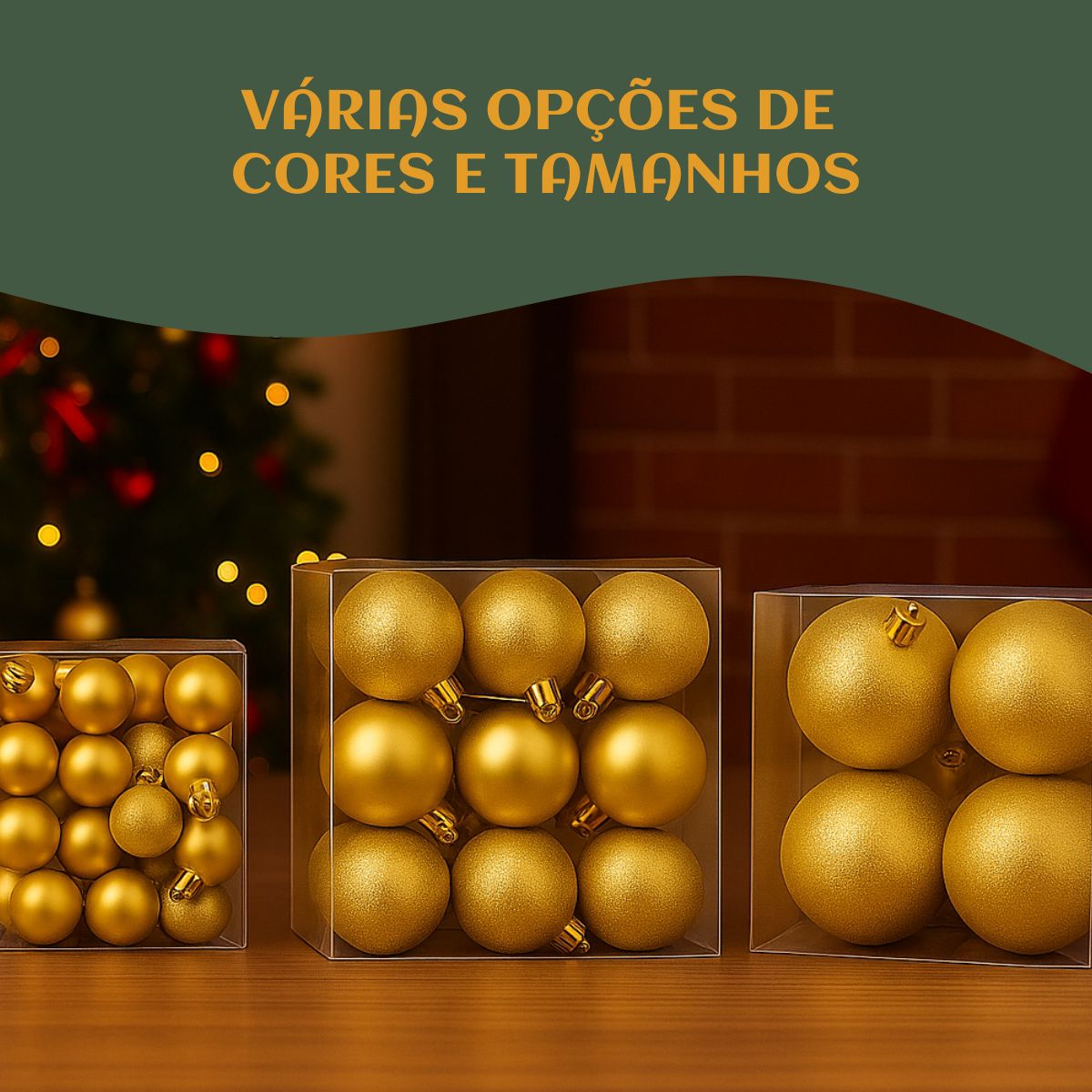 Kit 60 Bolas de Natal Mista Lisas Glitter Decoração Enfeite Árvore de Natal com Ponteira LuvinCo