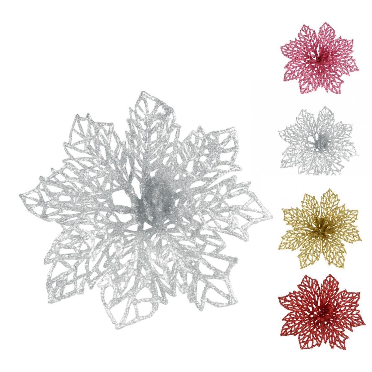 Kit C/6 Flor Enfeite Árvore De Natal Decoração Natalina Luxo LuvinCo