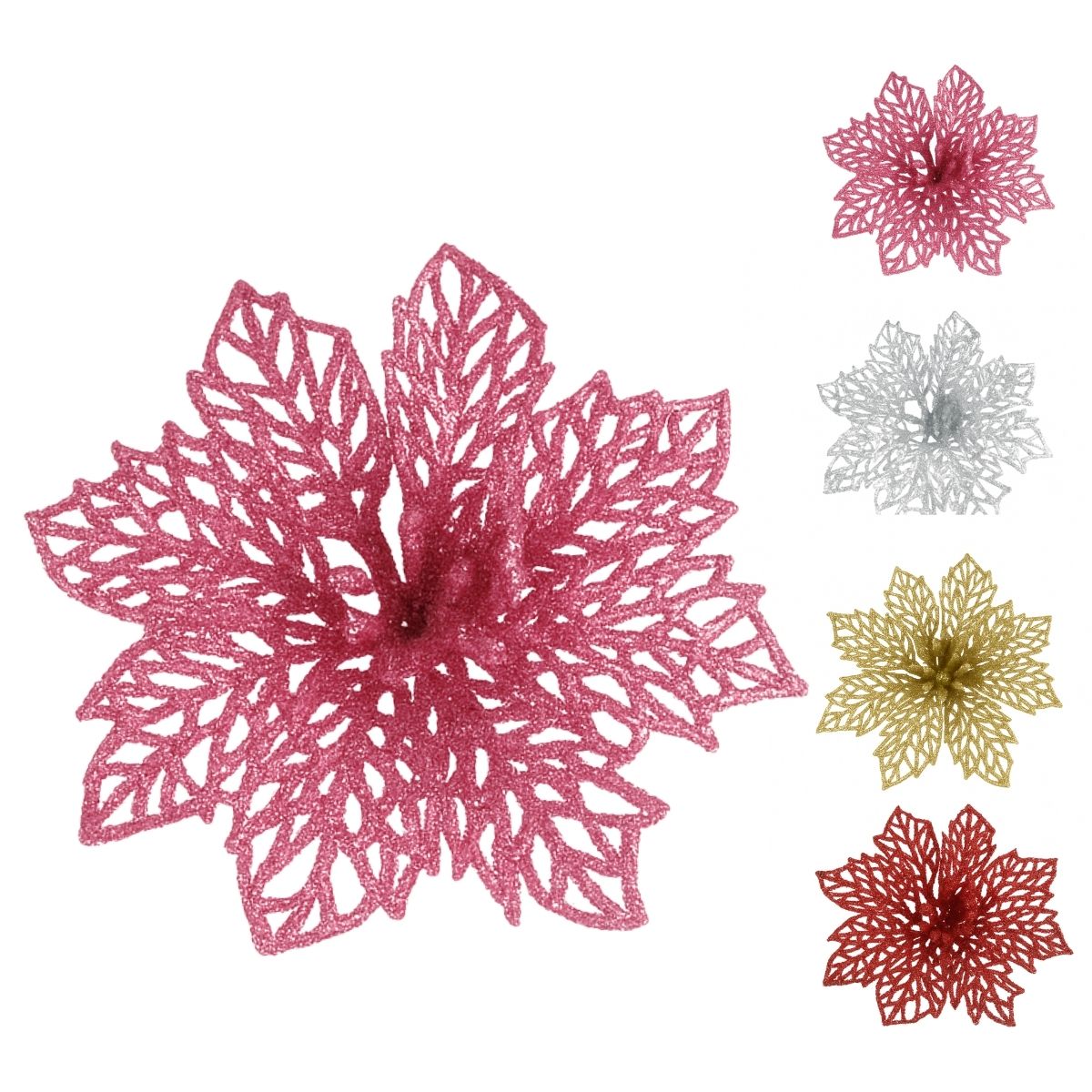 Kit C/6 Flor Enfeite Árvore De Natal Decoração Natalina Luxo LuvinCo