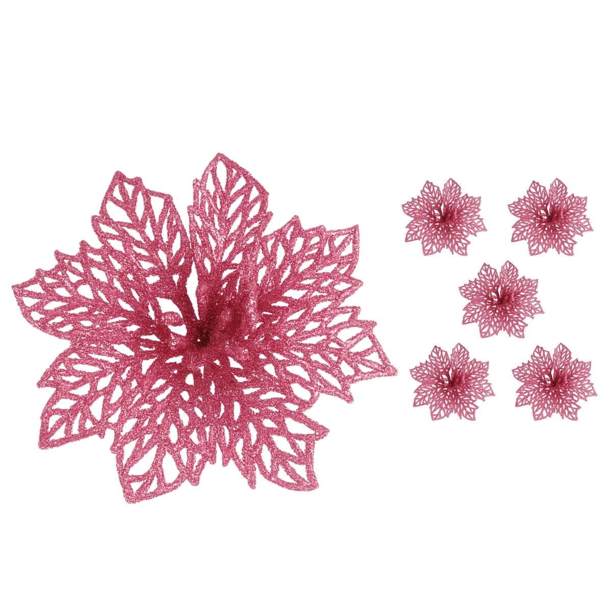 Kit C/6 Flor Enfeite Árvore De Natal Decoração Natalina Luxo LuvinCo
