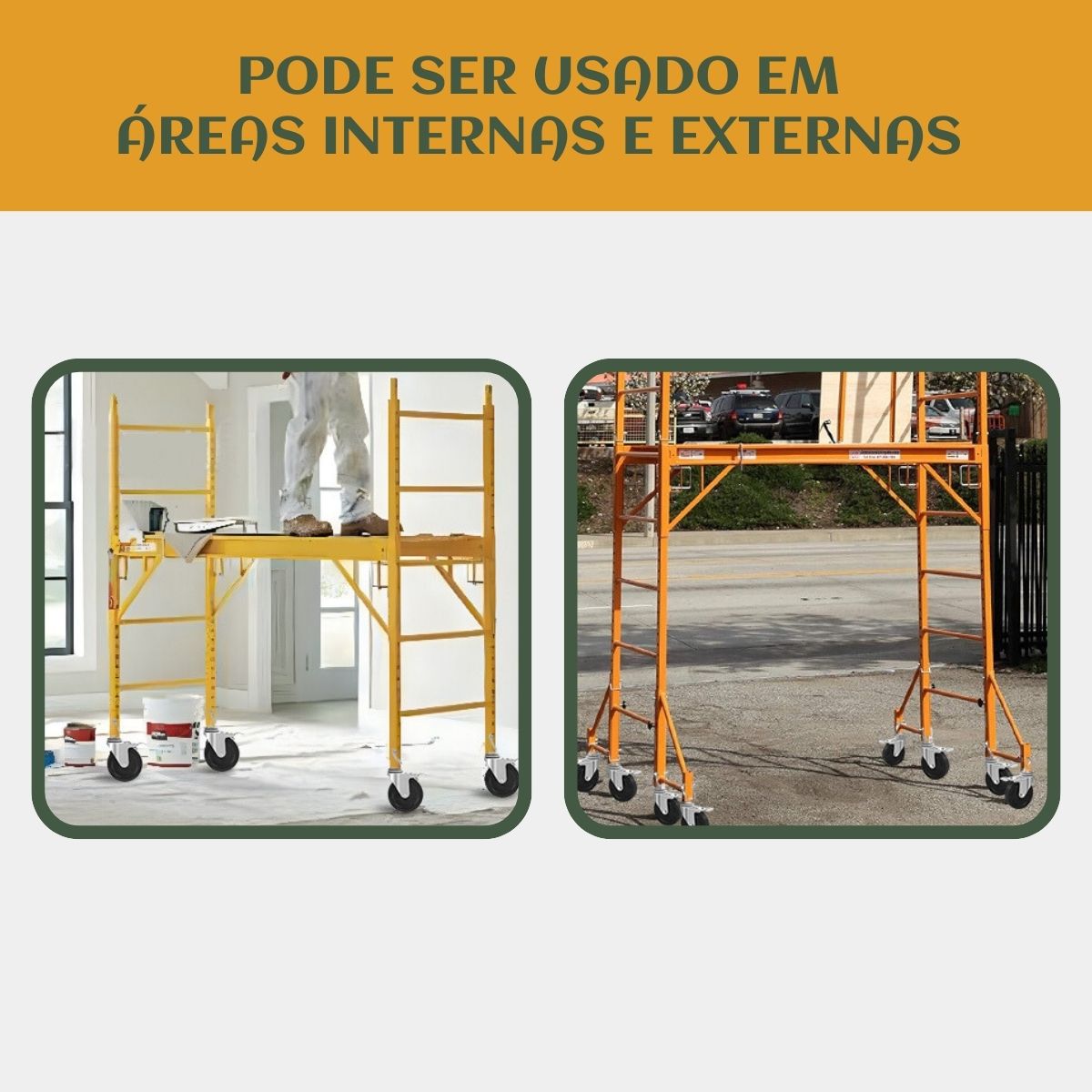 Kit Rodinhas Giratórias Com Trava Freio Para Andaime Suporta Até 400kg Cada Rodízio Industrial Luvinco