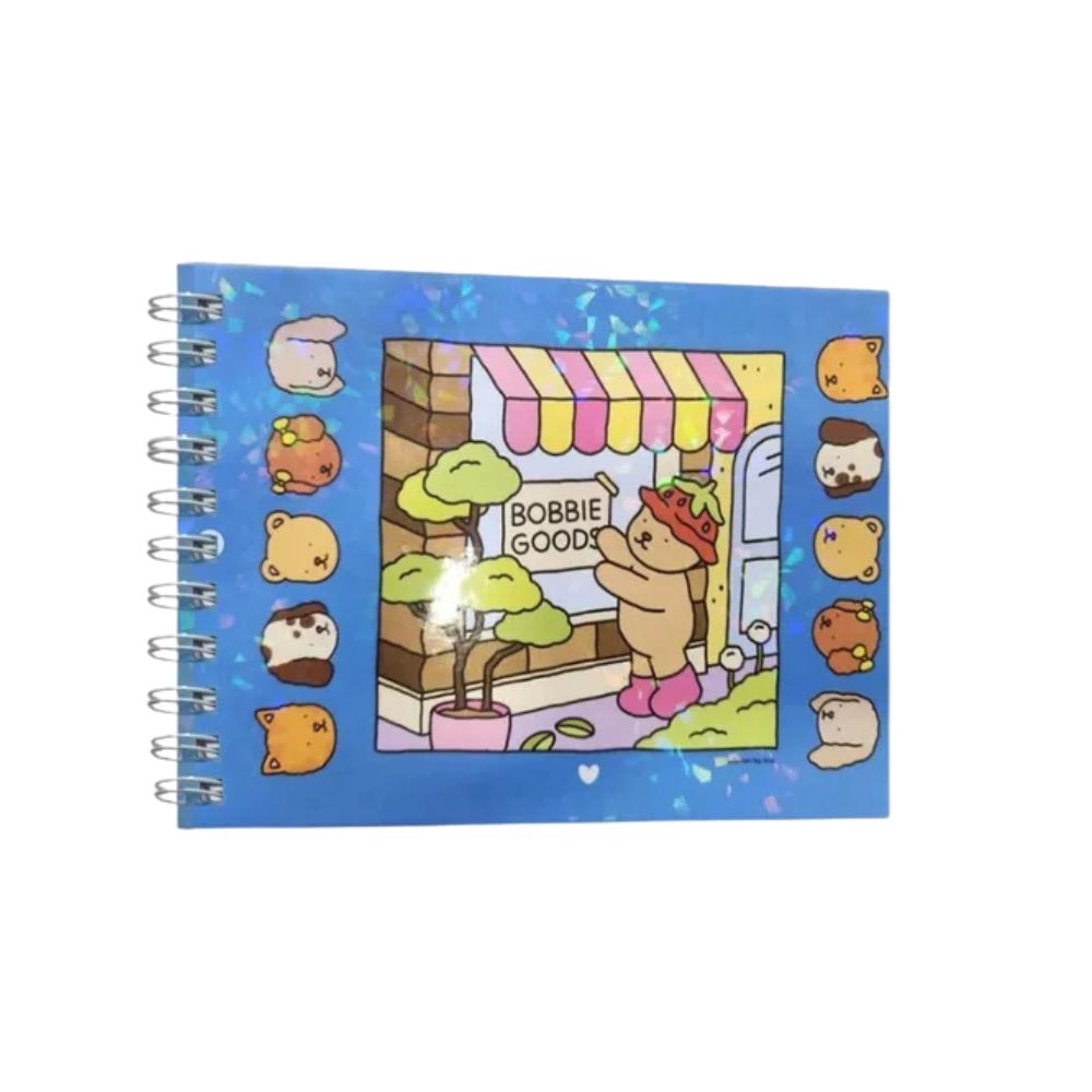 Livros Bobbie Goods para Colorir Infantil Desenho Capa Holográfica Dura 50 Folhas Rosa/Azul/Roxo/Verde