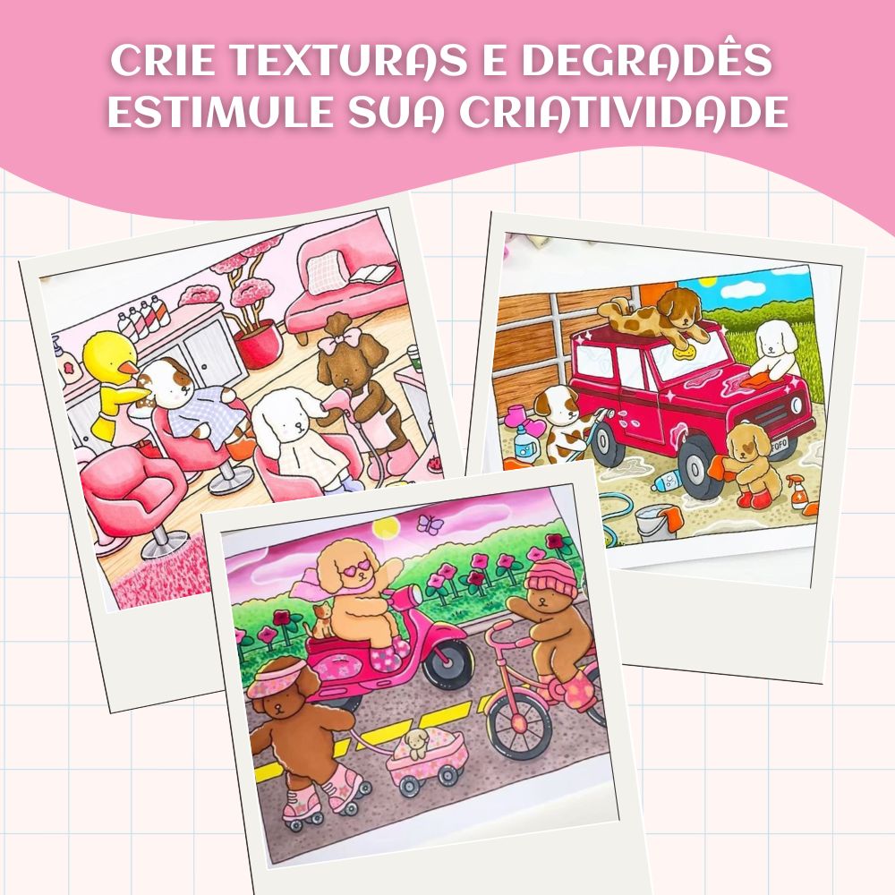 Livros Bobbie Goods para Colorir Infantil Desenho Capa Holográfica Dura 50 Folhas Rosa/Azul/Roxo/Verde
