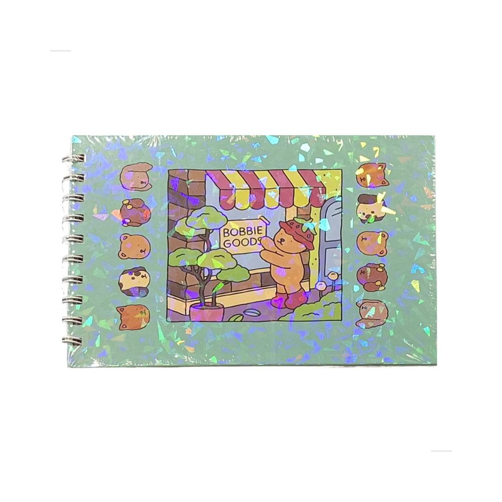 Livros Bobbie Goods para Colorir Infantil Desenho Capa Holográfica Dura 50 Folhas Rosa/Azul/Roxo/Verde