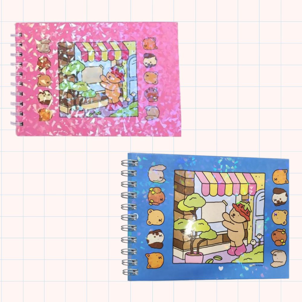 Livros Bobbie Goods para Colorir Infantil Desenho Capa Holográfica Dura 50 Folhas Rosa/Azul/Roxo/Verde