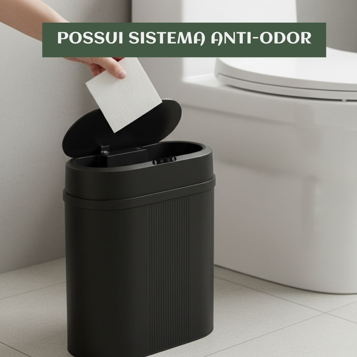 Lixeira Inteligente 12 Litros Grande Automática Sensor Inteligente Aproximação Anti-odor Abrir e Fechar Com Pilhas Recarregáveis E Carregador Luvinco