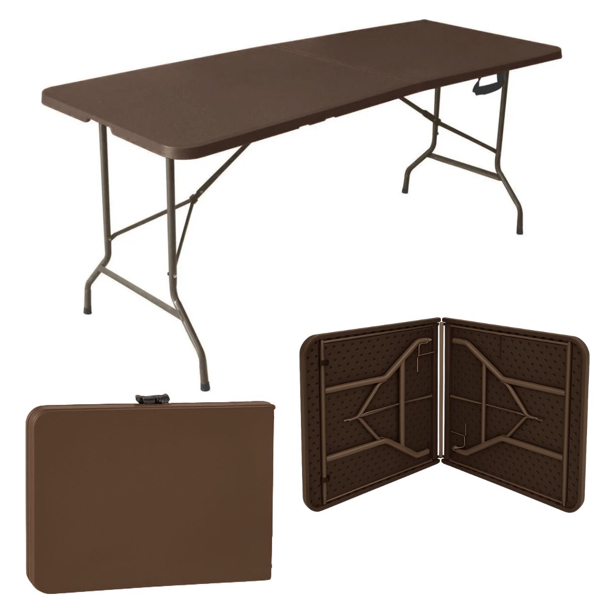 Mesa Dobrável Vira Maleta Com Alça Portátil 1.80m Para Camping Pesca Jardim Área Externa Ou Interna Salão De Festas Gourmet Luvinco