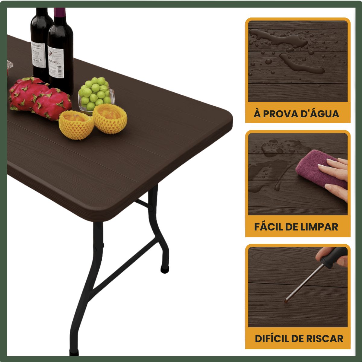 Mesa Dobrável Vira Maleta Com Alça Portátil 1.80m Para Camping Pesca Jardim Área Externa Ou Interna Salão De Festas Gourmet Luvinco