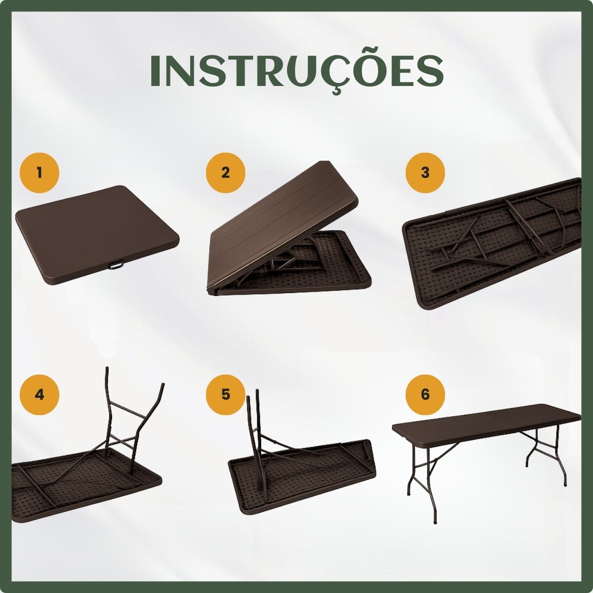 Mesa Dobrável Vira Maleta Com Alça Portátil 1.80m Para Camping Pesca Jardim Área Externa Ou Interna Salão De Festas Gourmet Luvinco