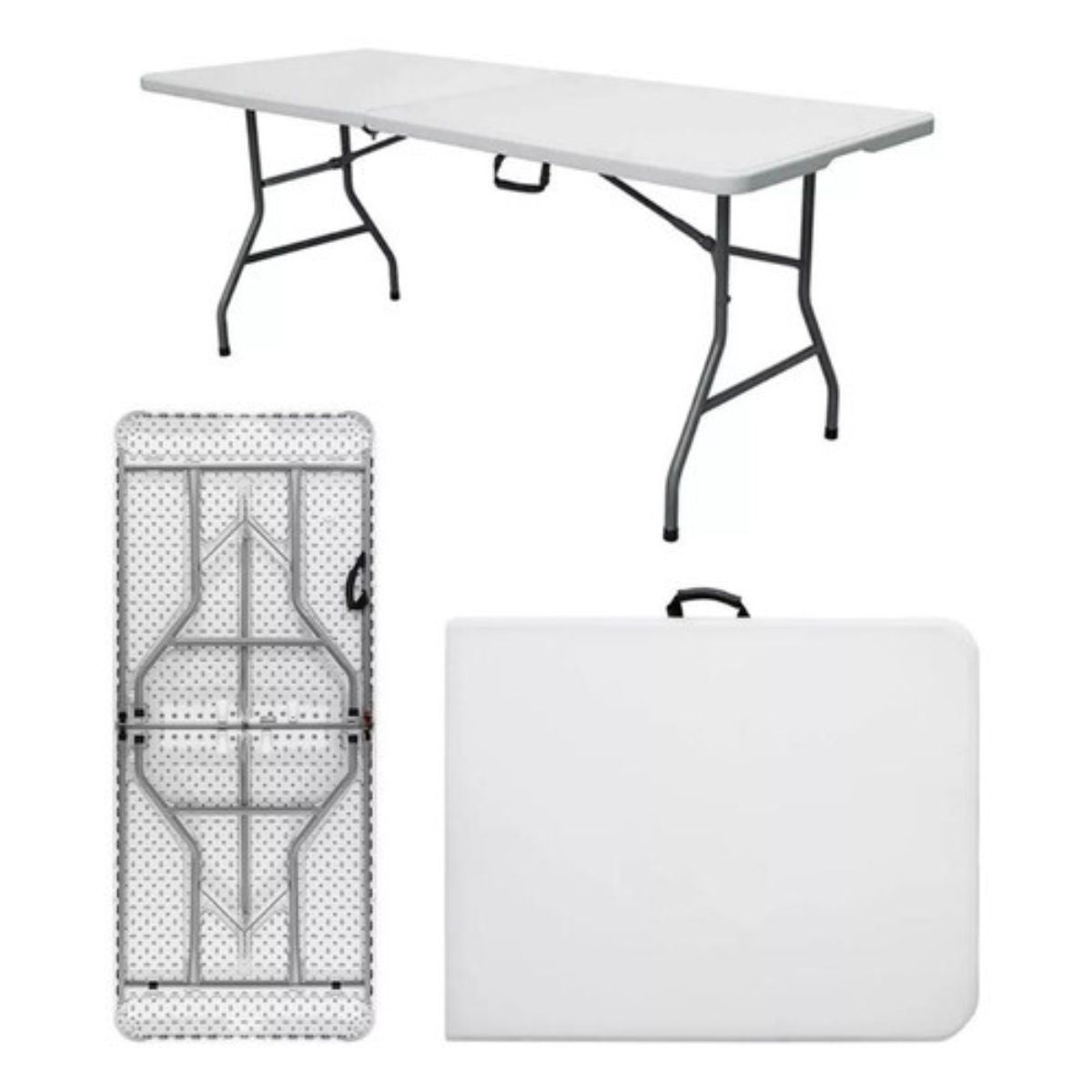Mesa Dobrável Vira Maleta Com Alça Portátil 1.80m Para Camping Pesca Jardim Área Externa Ou Interna Salão De Festas Gourmet Luvinco