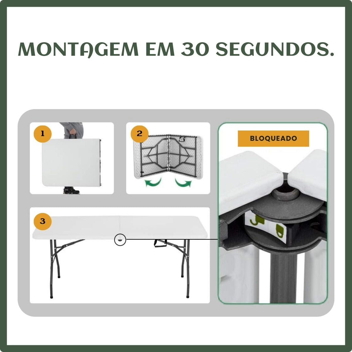 Mesa Dobrável Vira Maleta Com Alça Portátil 1.80m Para Camping Pesca Jardim Área Externa Ou Interna Salão De Festas Gourmet Luvinco