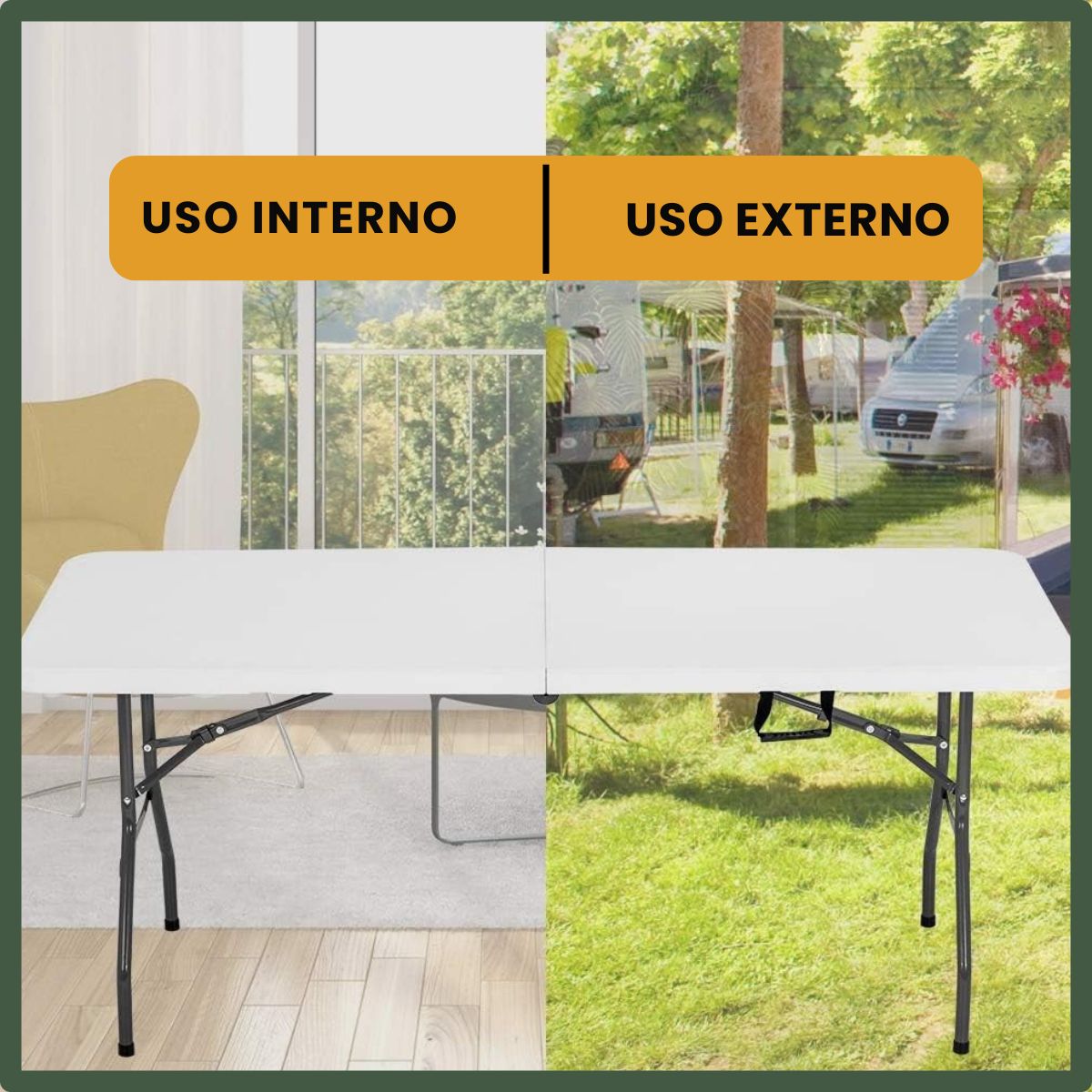 Mesa Dobrável Vira Maleta Com Alça Portátil 1.80m Para Camping Pesca Jardim Área Externa Ou Interna Salão De Festas Gourmet Luvinco