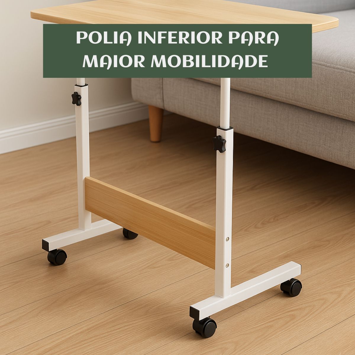 Mesa Notebook Ergonômica Multiuso Altura Regulável Rodinhas Mesa  de Canto Escrivaninha para Cama Sofá Ajustes LuvinCo
