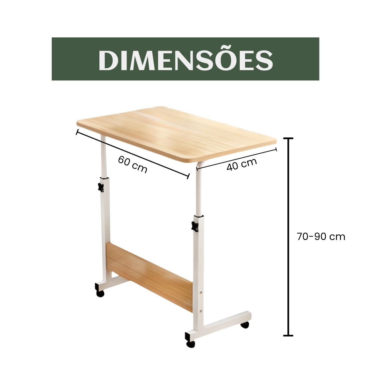 Mesa Notebook Ergonômica Multiuso Altura Regulável Rodinhas Mesa  de Canto Escrivaninha para Cama Sofá Ajustes LuvinCo