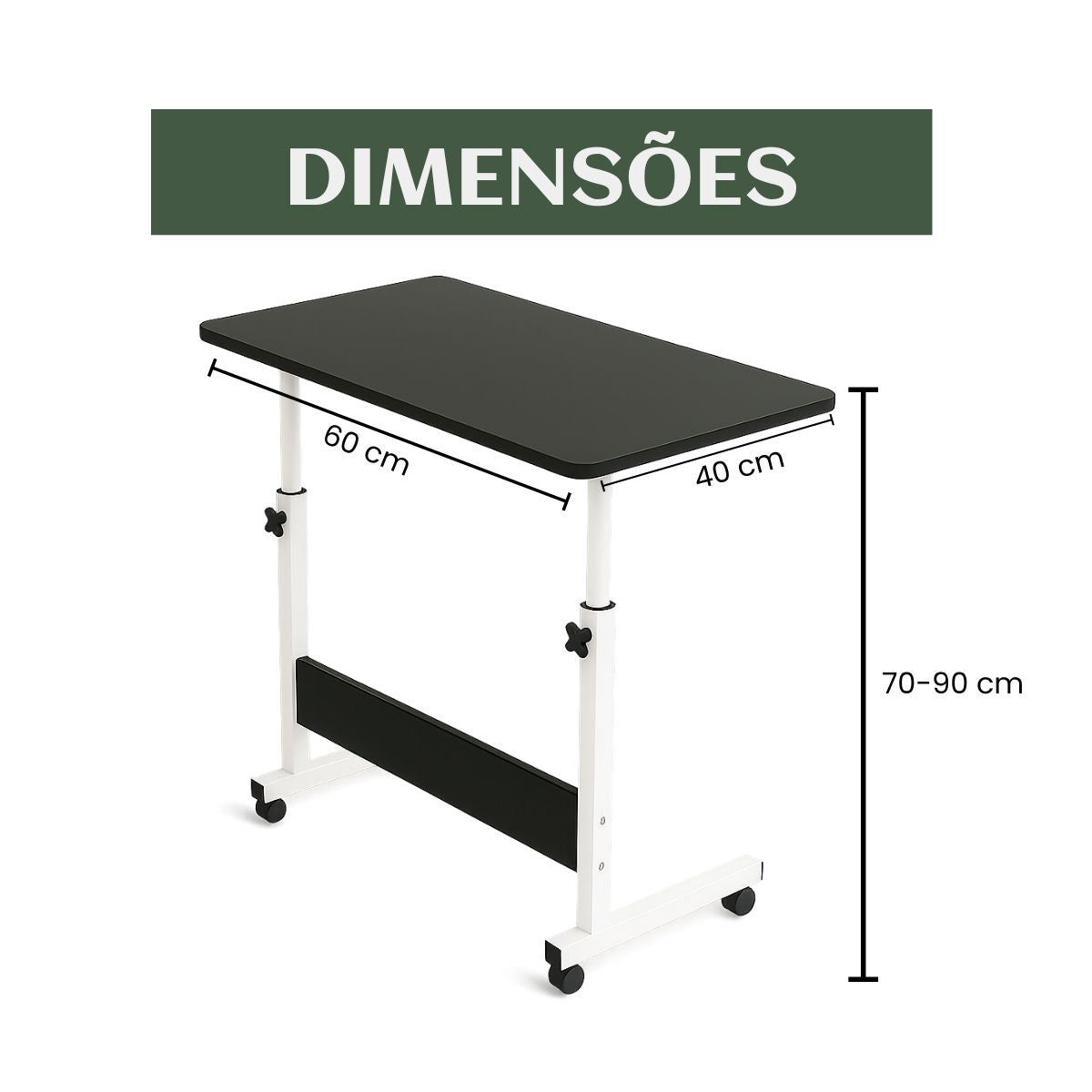 Mesa Notebook Ergonômica Multiuso Altura Regulável Rodinhas Mesa  de Canto Escrivaninha para Cama Sofá Ajustes LuvinCo