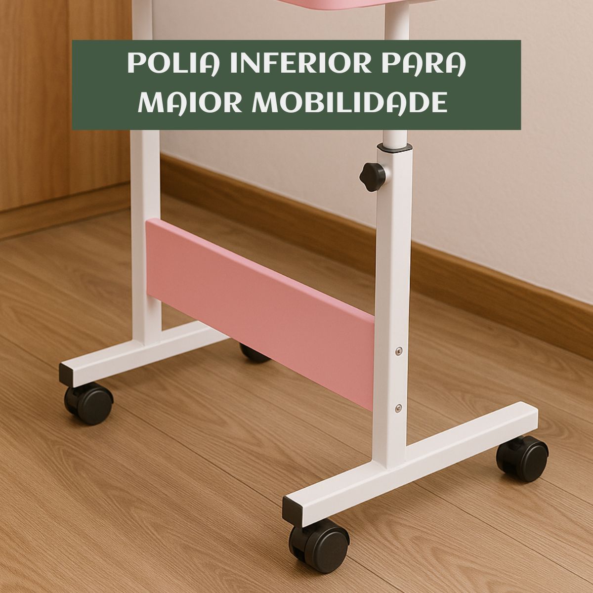 Mesa Notebook Ergonômica Multiuso Altura Regulável Rodinhas Mesa  de Canto Escrivaninha para Cama Sofá Ajustes LuvinCo