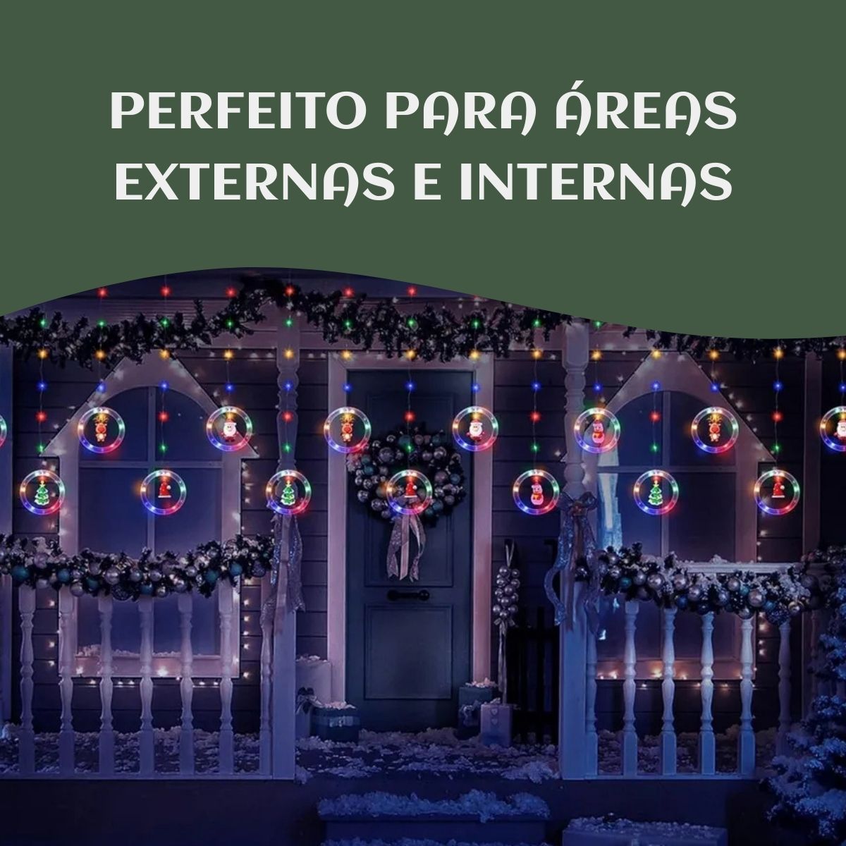 Pisca Cascata 130 Led IP65 Prova De Água  3,0m Cortina Varal Figura Decoração Natal Varal LuvinCo Bivolt