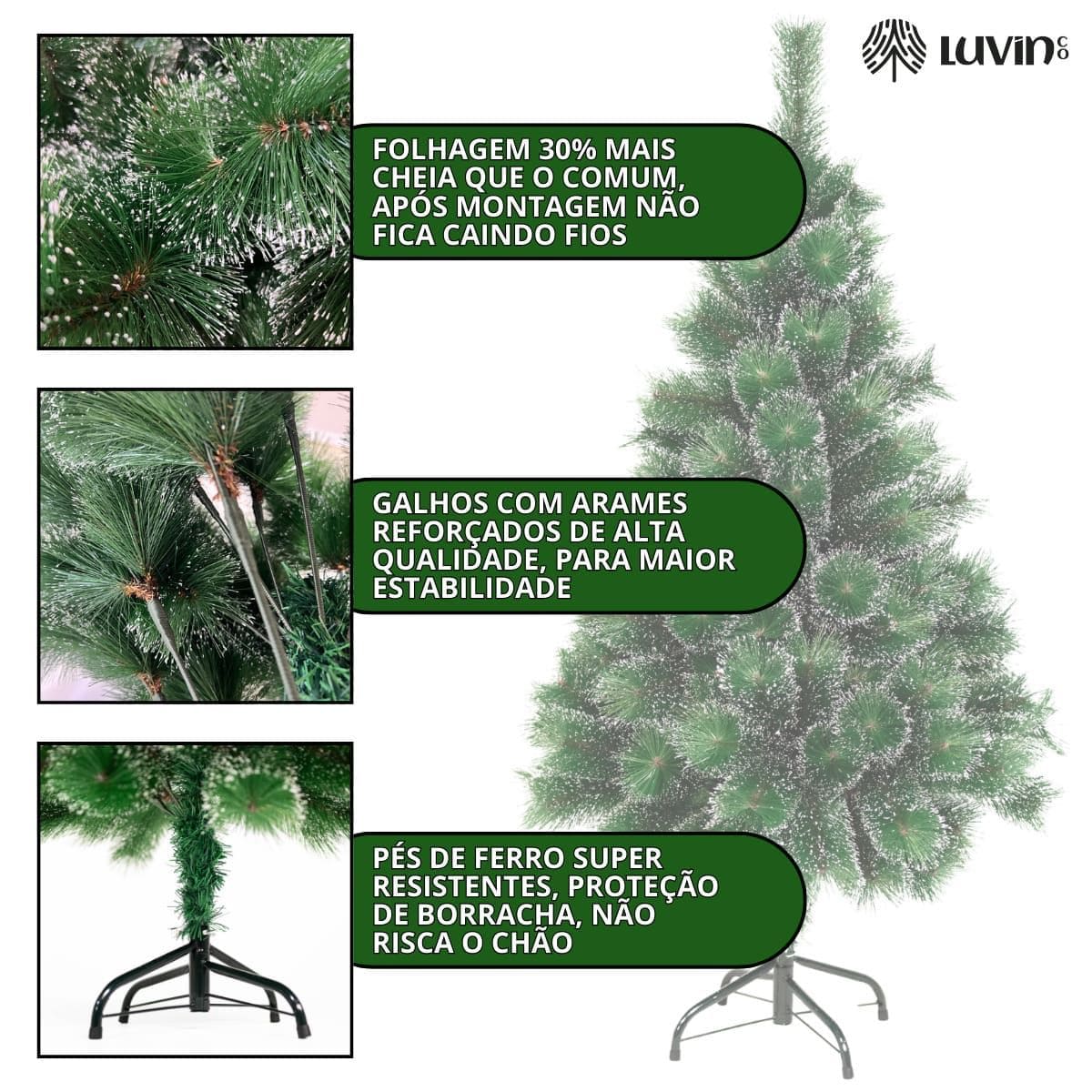 Árvore De Natal Pom Pom Verde Com Pontas Nevada 2,10m 500 Galhos Grande Pinheiro Toque De Neve Cheia Luxo