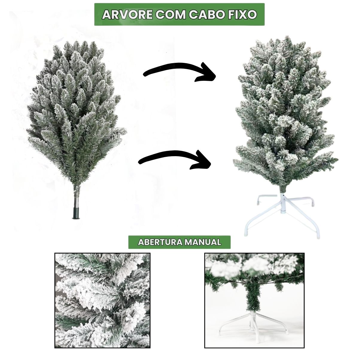 Árvore Natal Slim Nevada 1,50m 300 Galhos Pinheiro Tradicional Fina Luxo Cheia Luvinco