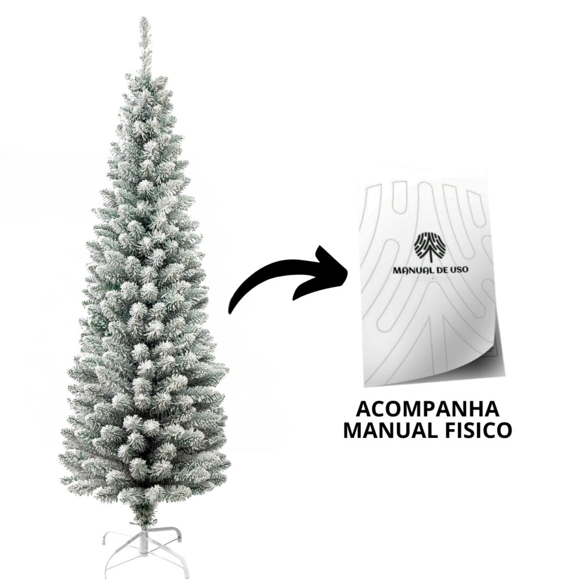 Árvore Natal Slim Nevada 1,80m 500 Galhos Pinheiro Tradicional Fina Luxo Cheia Luvinco
