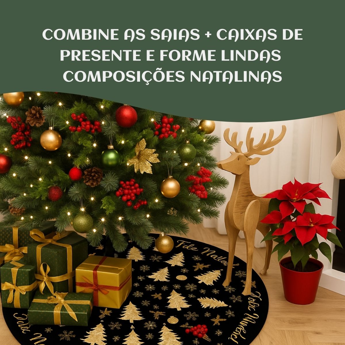 Saia Tapete Base Árvore De Natal Decoração Enfeite Natalino