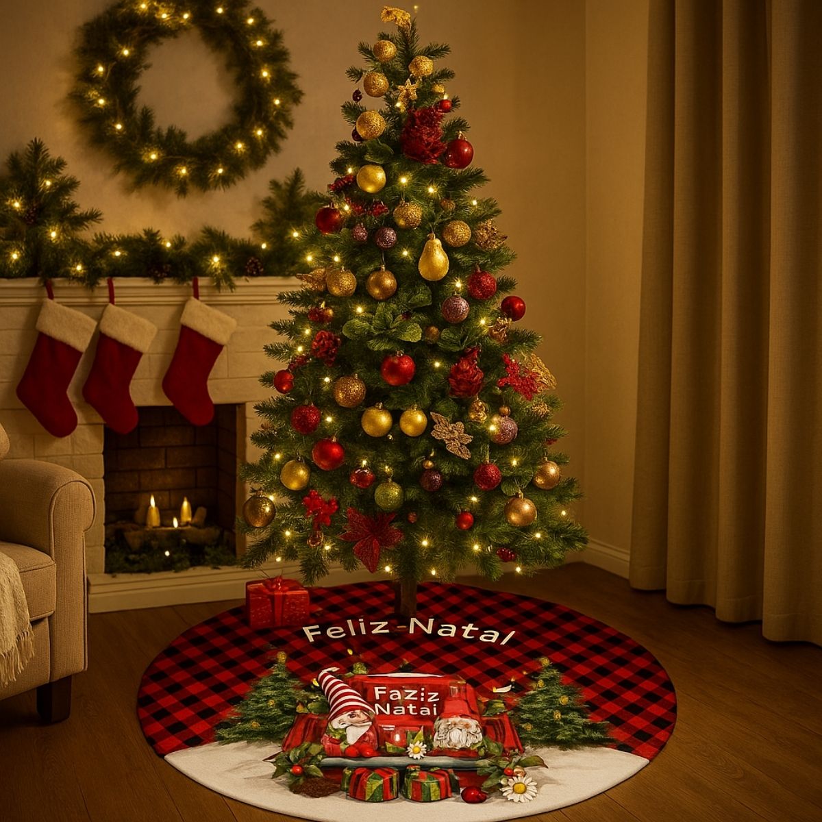 Saia Tapete Base Árvore De Natal Decoração Enfeite Natalino