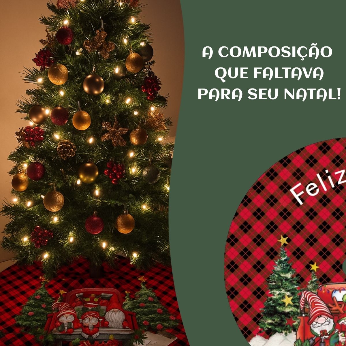 Saia Tapete Base Árvore De Natal Decoração Enfeite Natalino