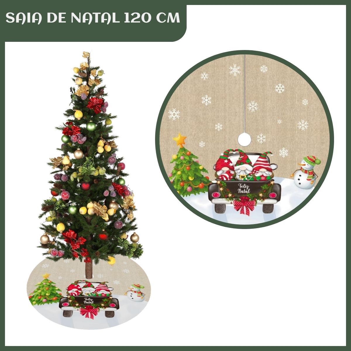 Saia Tapete Base Árvore De Natal Decoração Enfeite Natalino
