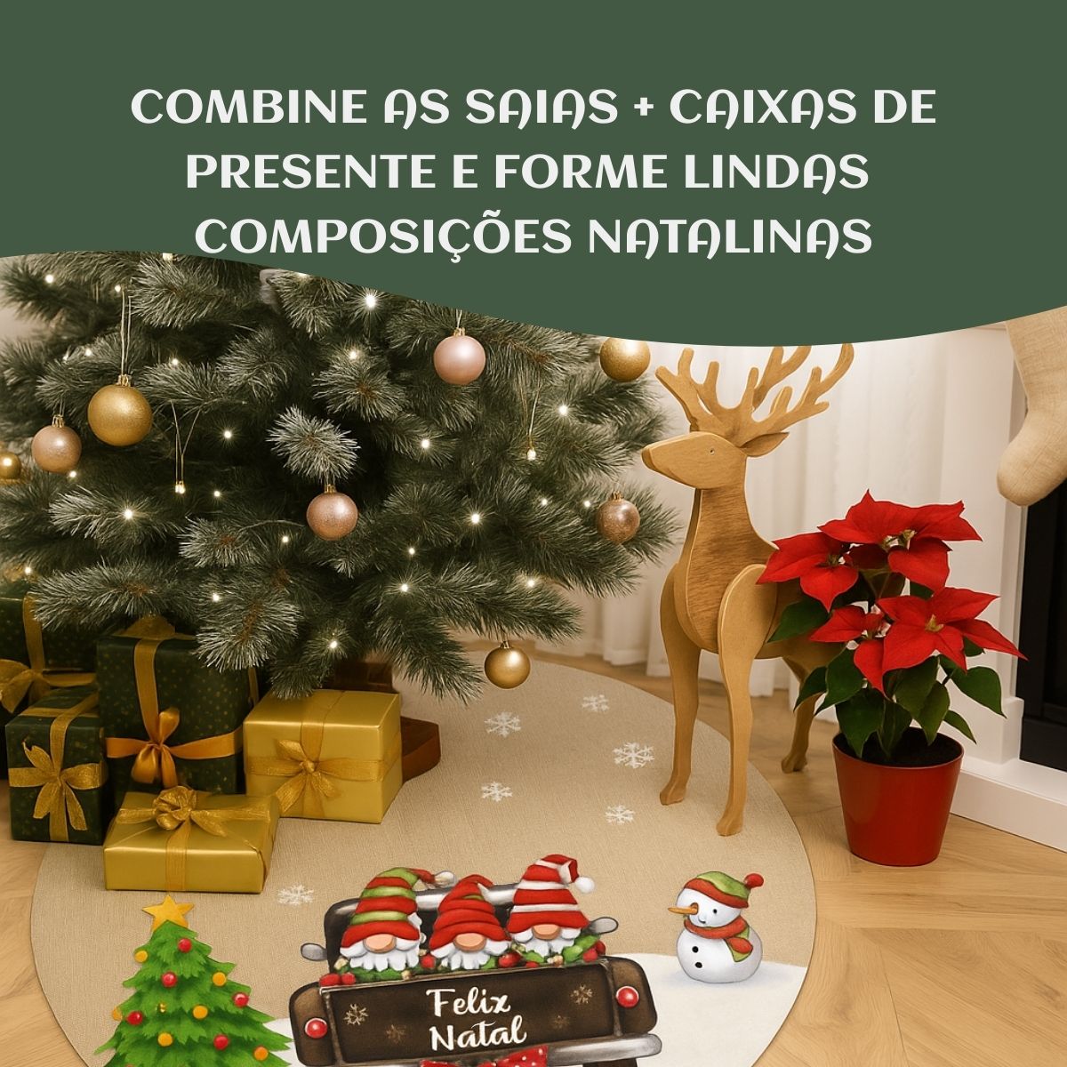 Saia Tapete Base Árvore De Natal Decoração Enfeite Natalino