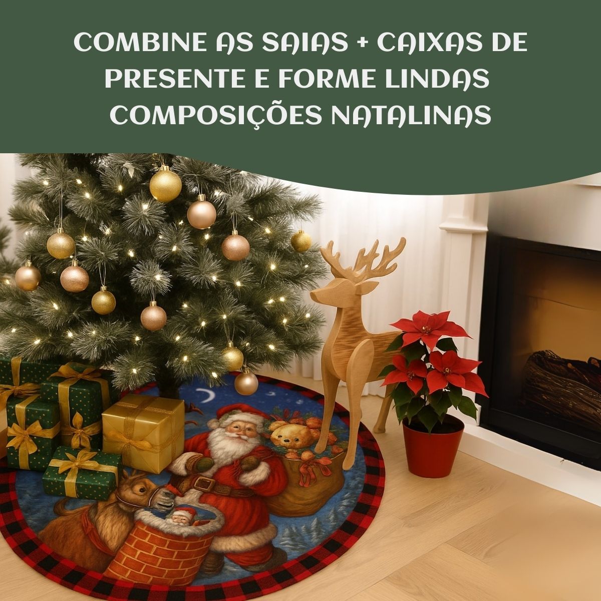Saia Tapete Base Árvore De Natal Decoração Enfeite Natalino