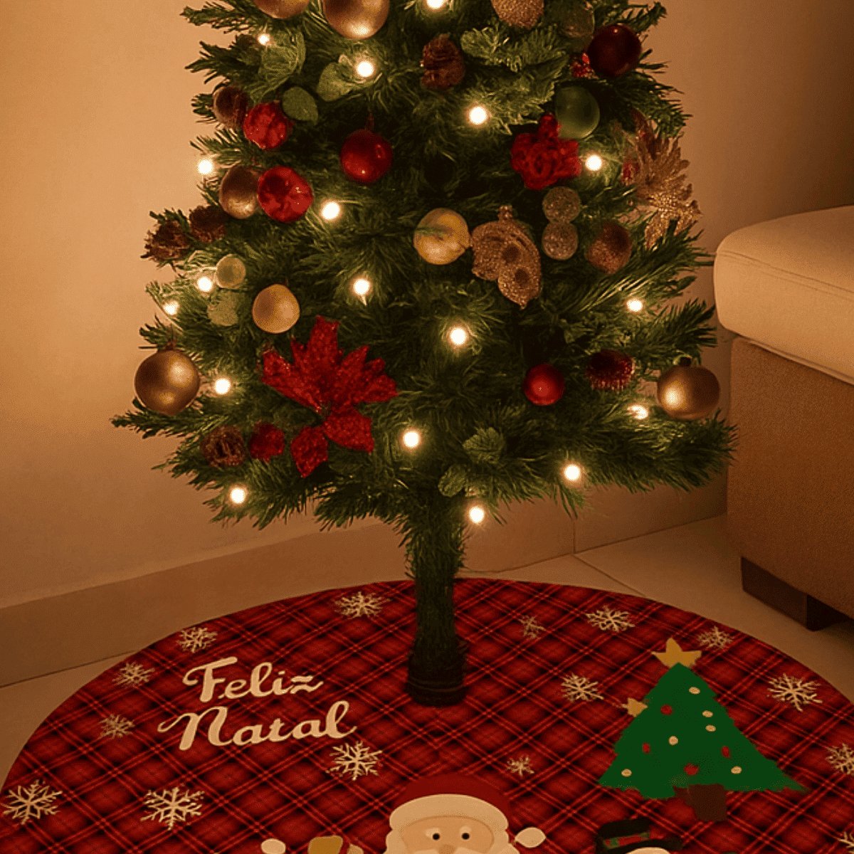 Saia Tapete Base Árvore De Natal Decoração Enfeite Natalino